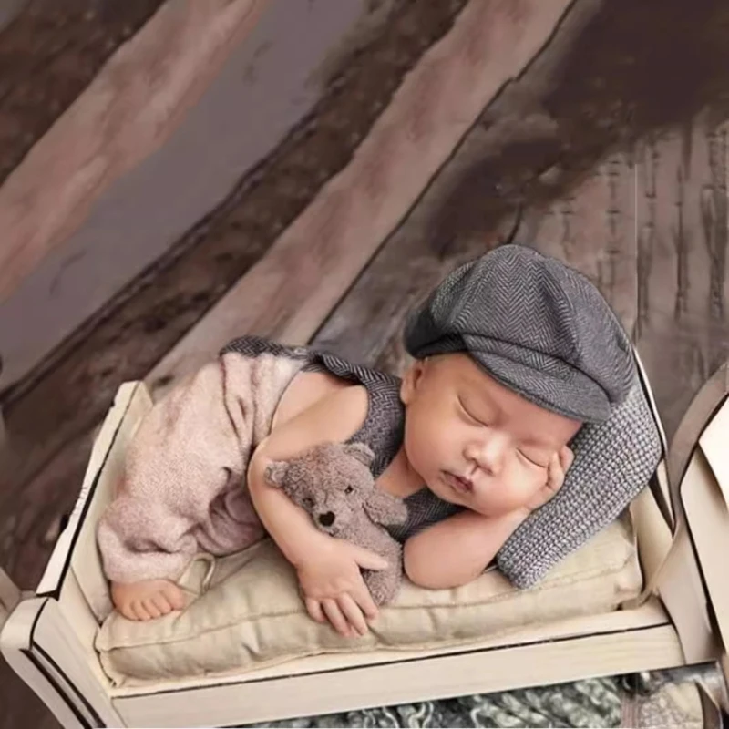 Pakaian Fotografi Bayi Baru Lahir N80C Set Celana Lembut dengan Topi untuk Pemotretan Bayi