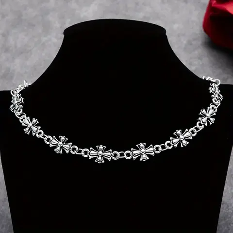Personalized Punk Style Color Vintage Silver Cross Patchwork Necklace Ladies Gothic Design Y2k Holiday Party Accessories Jewelry