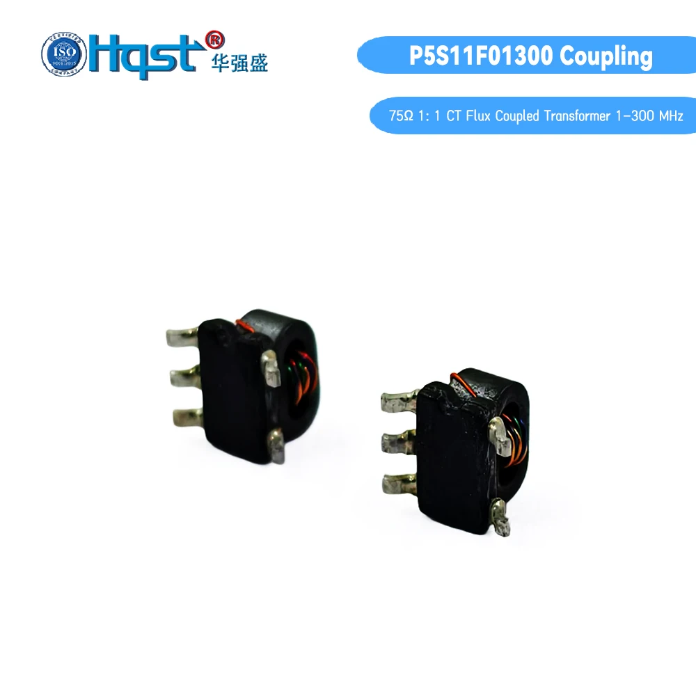 Hqst P5S11F01300 مقاومة 75Ω نسبة الانقلاب 1:1 CT محول مقترن بالتدفق 1-300 ميجا هرتز RF محول