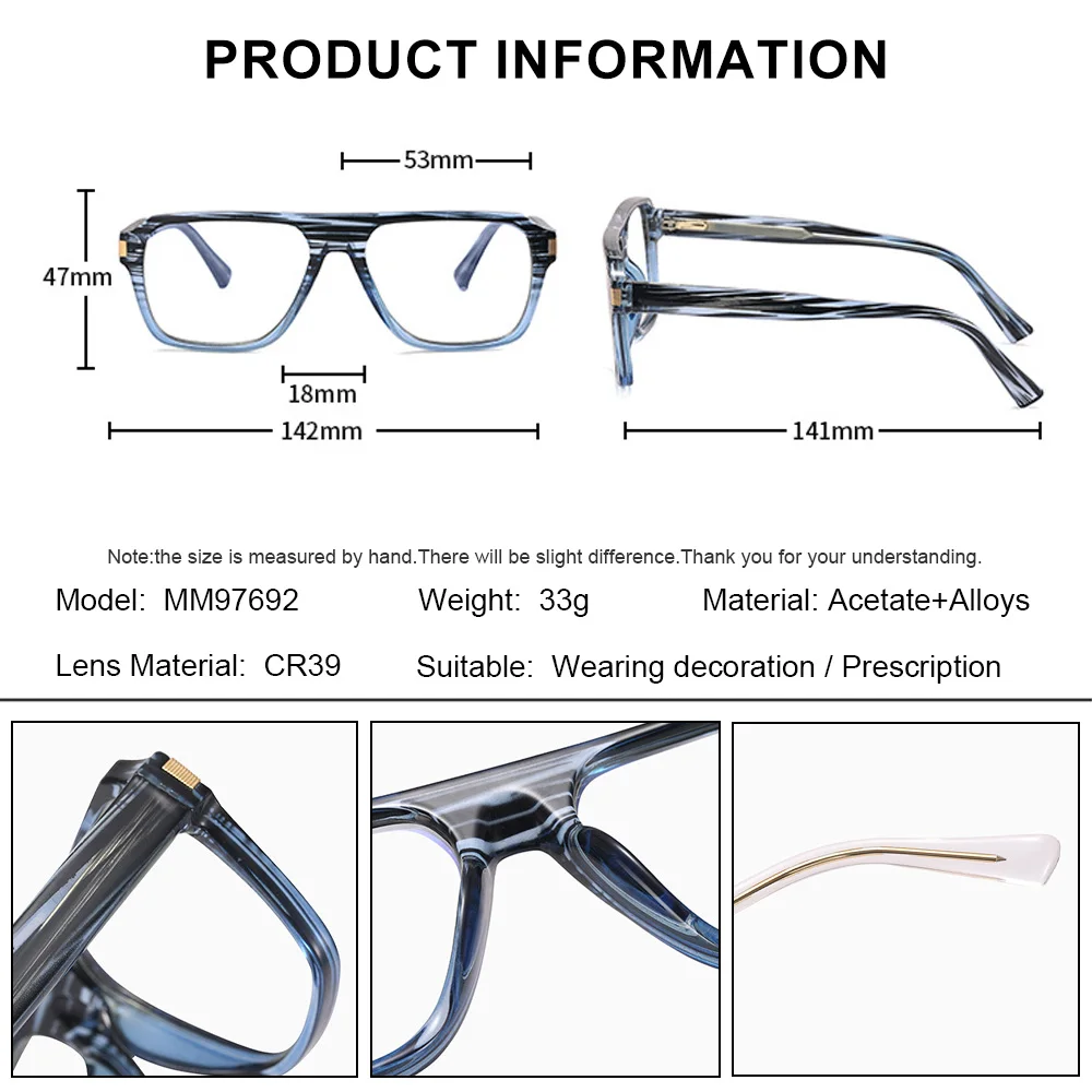 BLMUSA (M) High Quality Square Myopia Prescription Computer Glasses Blue Light Filter Photochromic Multifocal Eyeglasses For Men - Image 4