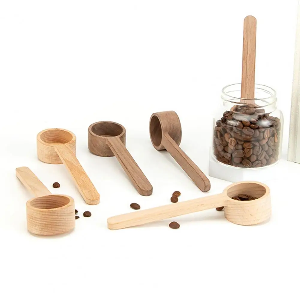 Wooden Coffee Spoon Ergonomic Short Long Handle Coffee Measuring Spoon Farmhouse Rustic Multifunctional Scoop Kitchen Gadgets