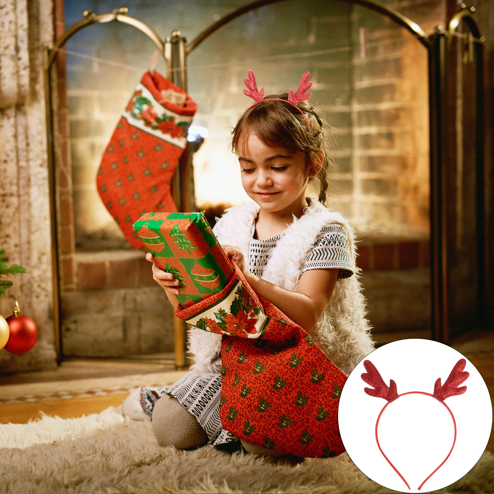 

4Pcs Antler Hair Hoop Christmas Party Accessories Red Safe Material Durable Women Girls Headb s Reusable