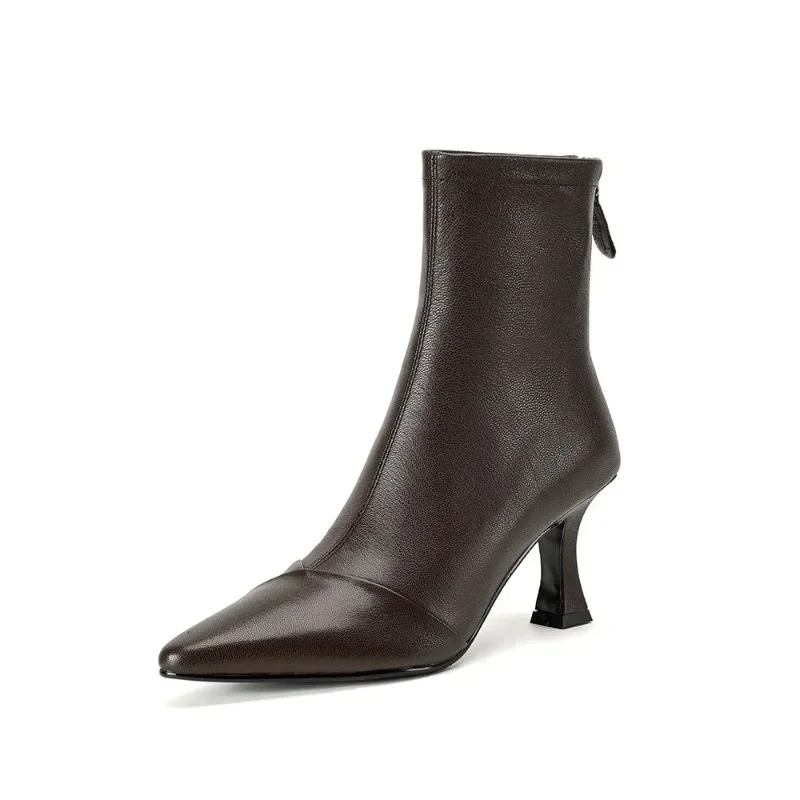 

European and American ankle boots with high heel and Pointed Toe womens shoes with design Pointed toe simple and elegant