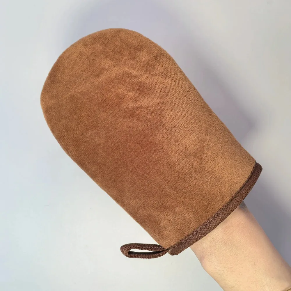 Flocked Self Tanning Mitt, Double Sided Soft Applicator Glove, Reusable Sunless Tan Lotion Applicator for Body Bathing Tools
