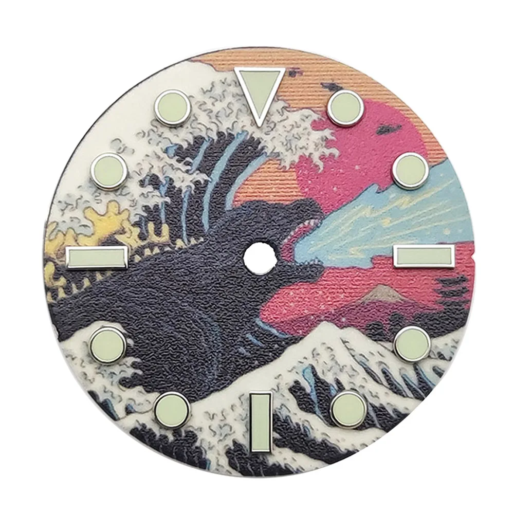 2025 العلامة التجارية الجديدة ساعة الطلب 28.5 مللي متر كامل الأخضر مضيئة الهاتفي ل NH35 NH36 التلقائي ساعة يد تعمل بالحركة اكسسوارات