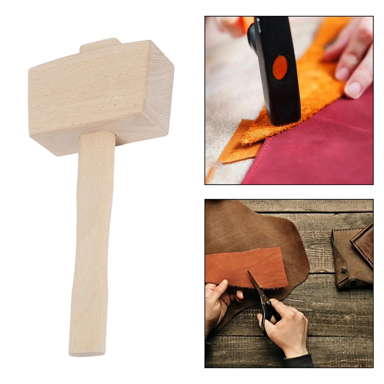 Wooden Hammer Ice Mallet Portable Multifunctional Bartender Tools Wood Mallet Bar Accessories for Club Home Leather Crafting