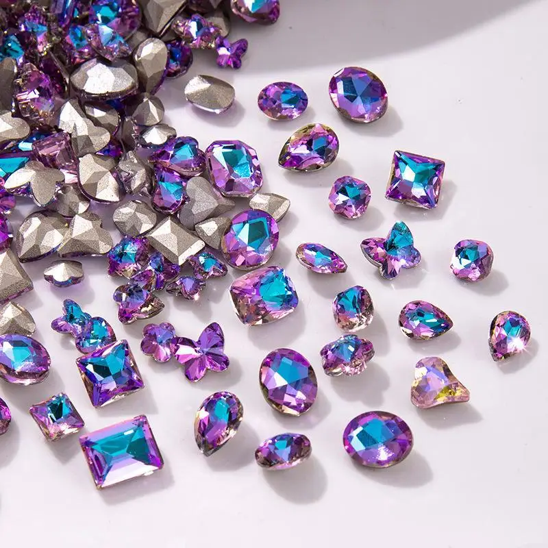 

Pink Purple Drop Heart Shaped Pointed Back Rhinestones - Y2K Glitter, Multi-Size Mix for Clothing & Jewelry Trim | 2025 Trend