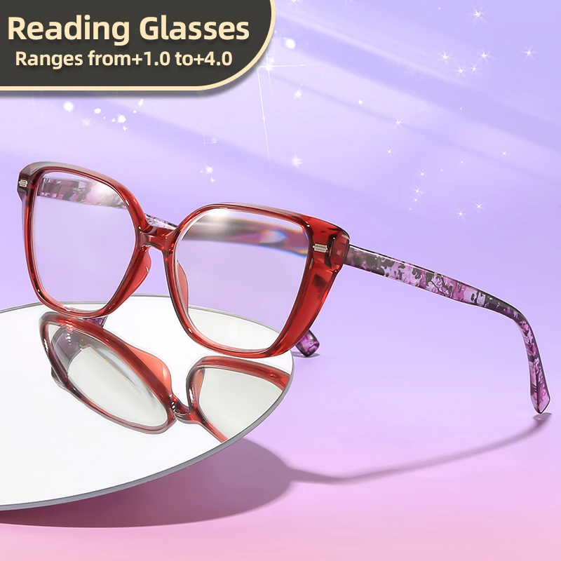 Oyalie Lesebrille mit Farbverlaufsrahmenmuster, leichtes Material, angenehm zu tragen, praktisch, elastisches Scharnier, erweitert größeres Gesicht, geeignet für Männer und Frauen,