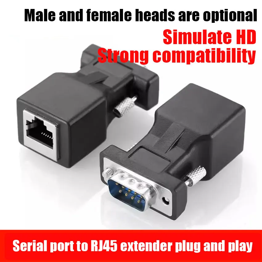 1-5PCS DB9 RS232 Male/Female To RJ45 Female Adapter COM Port To LAN Ethernet Port Converter