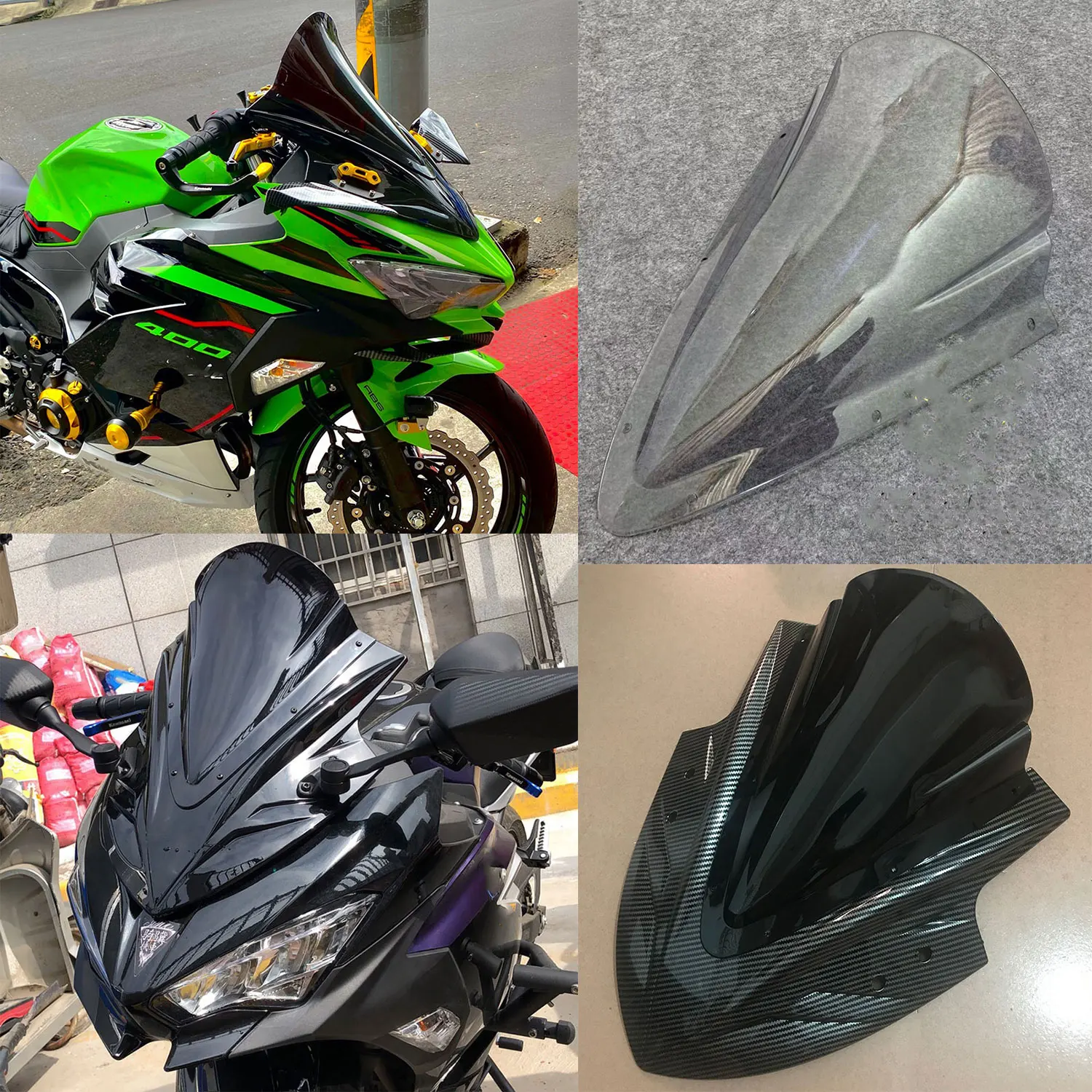 For Kawasaki Ninja 400 EX400 Z400 2018 2019 2020 2021 2022 2023 2024 Windscreen Screen Double Bubble Windshield Wind Deflectors