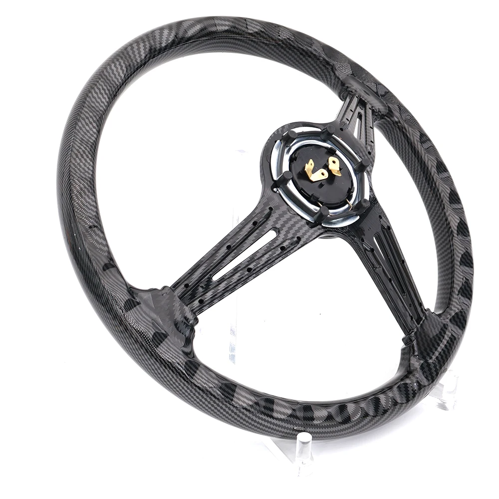 Car Modification13.5inch/ 14inch 340mm Carbon Fiber Look Car Steering Wheel Universal ABS Carbon Water Transfer Printing