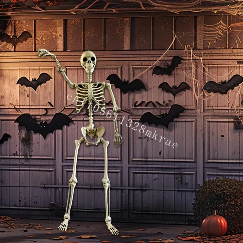 

Halloween Skeleton Life Size Human Skeleton with Posable Joints Weather-Resistant Garden Decor Spooky Photo Props for Holiday