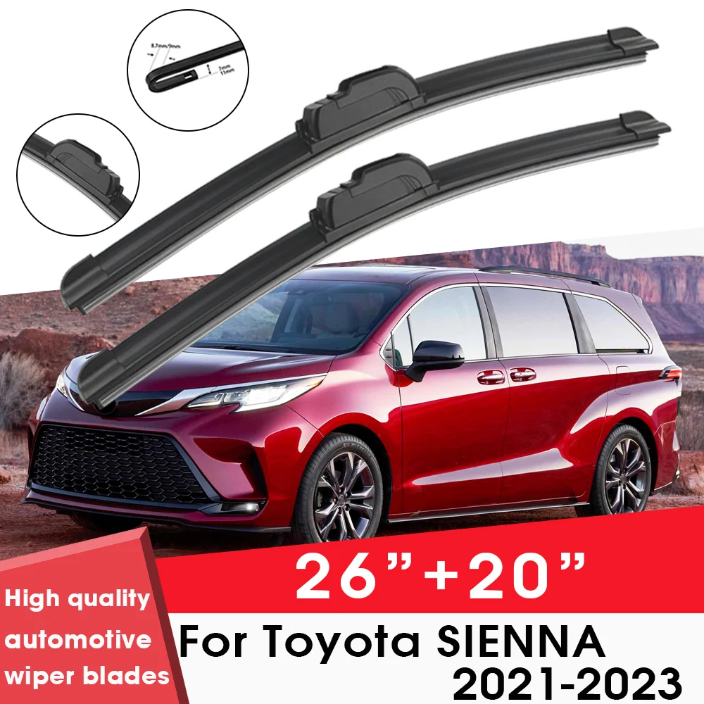 

Car Wiper Blade Blades For Toyota SIENNA 2021-2023 26"+20" Windshield Windscreen Clean Naturl Rubber Car Wipers Accessories