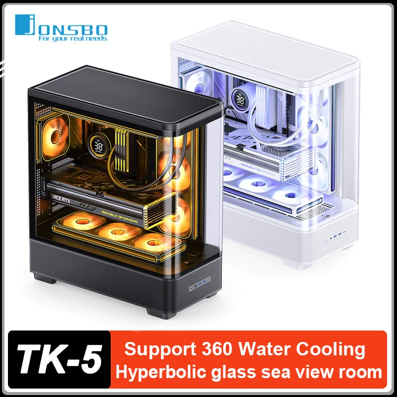 JONSBO TK-5 Desktop ATX Case Ultra-wide Sea view room Computer Case Support 360 Water Cooling 10 fan positions