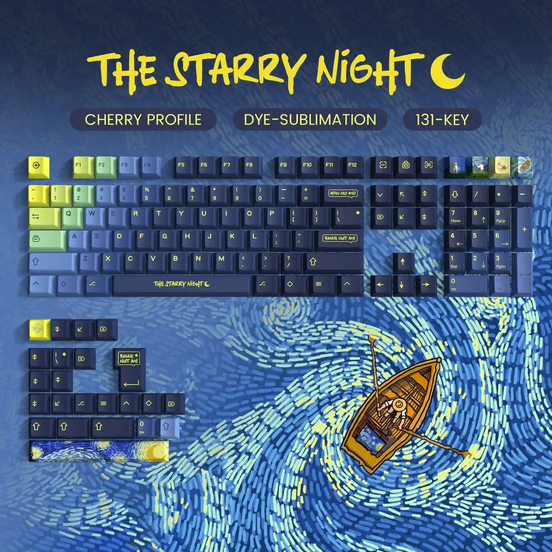 Imagem -03 - Cinco Lados Dye Sublimação Pbt Keycap Starry Night Perfil Keycaps para Gateron Switches mx Teclado Gaming 131 Chaves