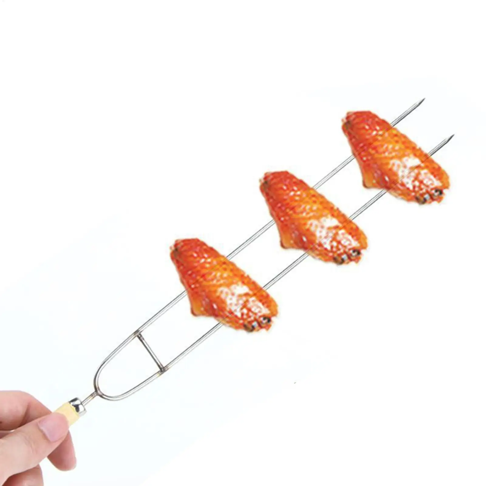 

BBQ Skewers Set Reusable Stainless Steel Stick Convenient Barbecue Skewers 10 pieces for Home Outdoor Camping Wooden Handle ﻿