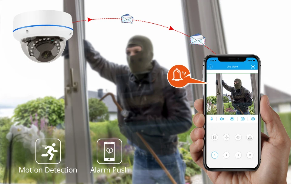 Techage 5MP PoE IP-Überwachungskamera, Dome, 3,6 mm Brennweite, Nachtsicht, Einweg-Audio, KI-Erkennung, intelligente Sicherheit für den Innenbereich – Detail 4