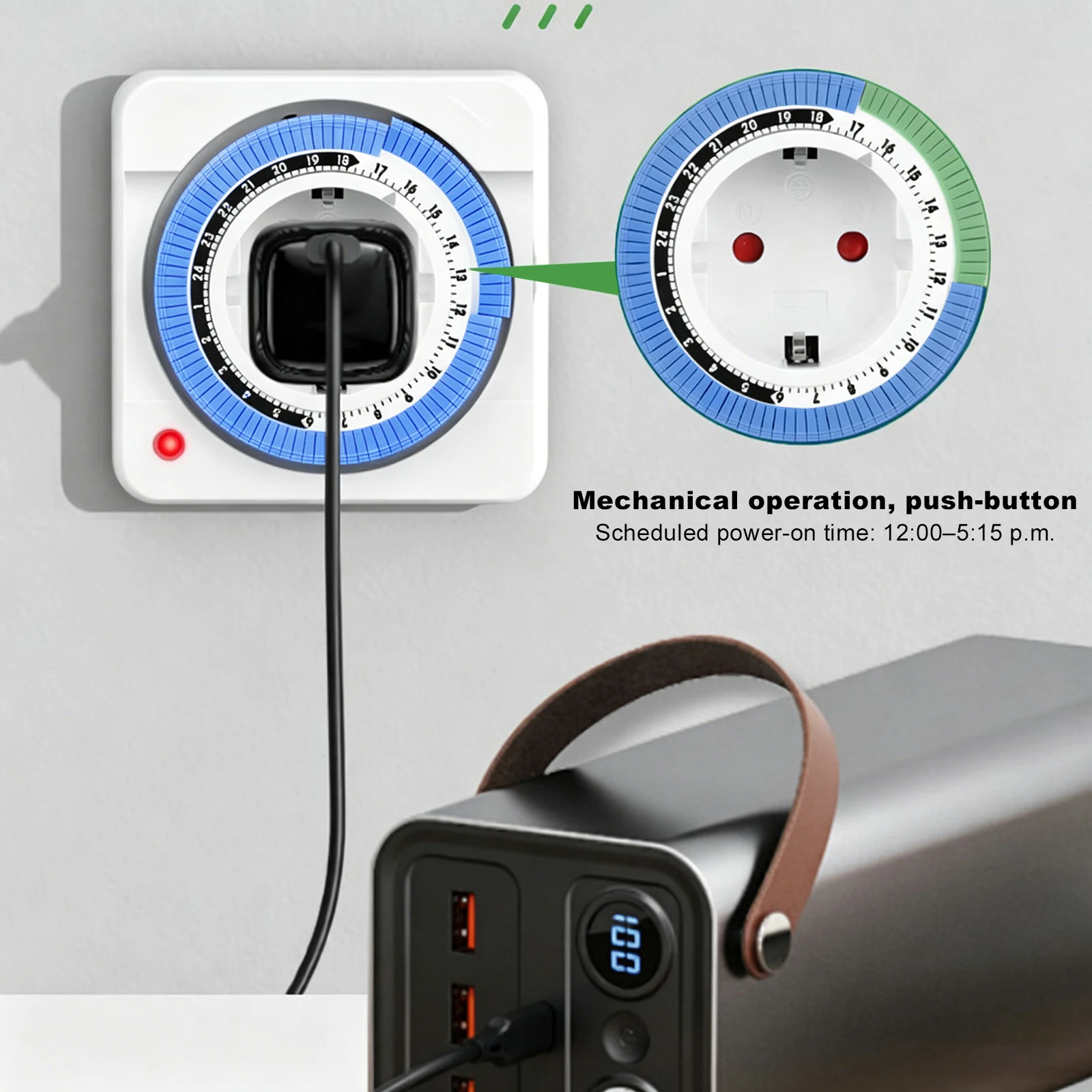 24-Hour EU Plug-in Heavy Duty Outlet Timer with 15 Minute Intervals Timer Outlet for Aquarium Grow Light Hydroponics Appliances