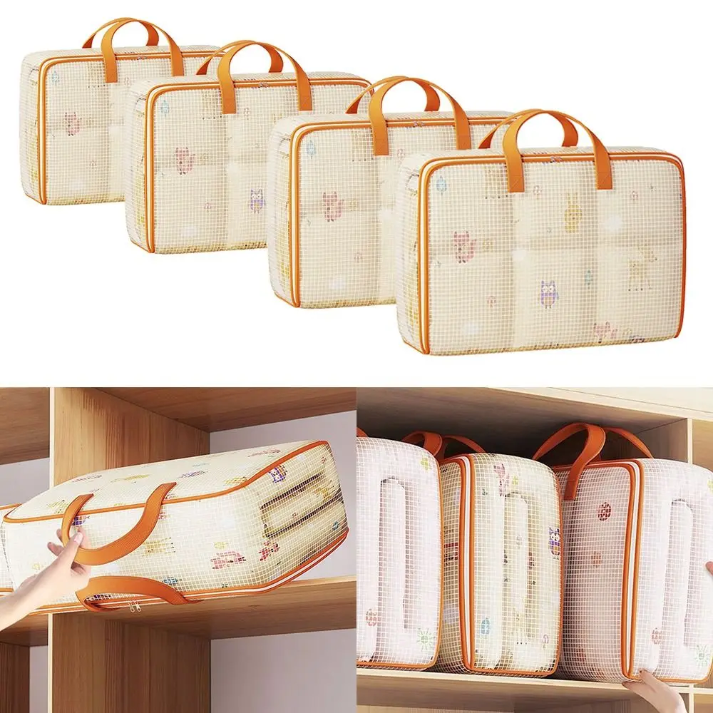 Foldable Storage Bag PVC Waterproof Transparent Move Storage Bag Large Capacity Household Clothes Quilt Storage Bag Organization