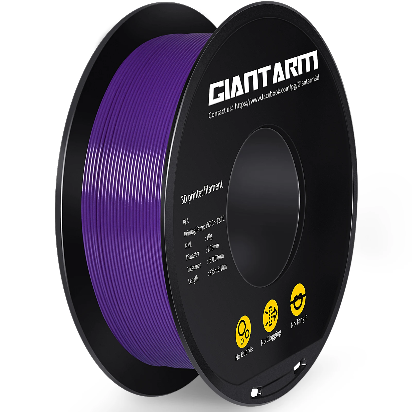 GIANTARM PLA Filament 1,75mm 1kg ±0,03mm Genauigkeit Verwicklungsfreies 3D-Drucker-Filament für Ender 3/Prusa/Anycubic FDM 3D-Druck DIY