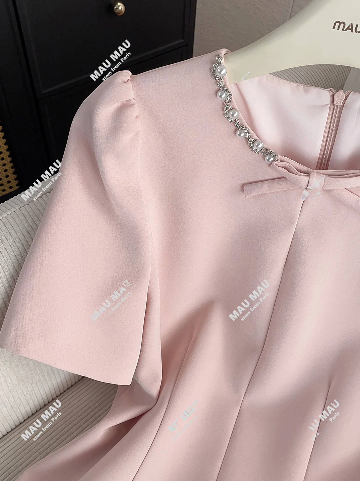 Ele Dames Zomer Dr 2025 Gentle Breeze Knot Bubble Sve Embellied Polyester Vezel Hoge Taille A-lijn Rok