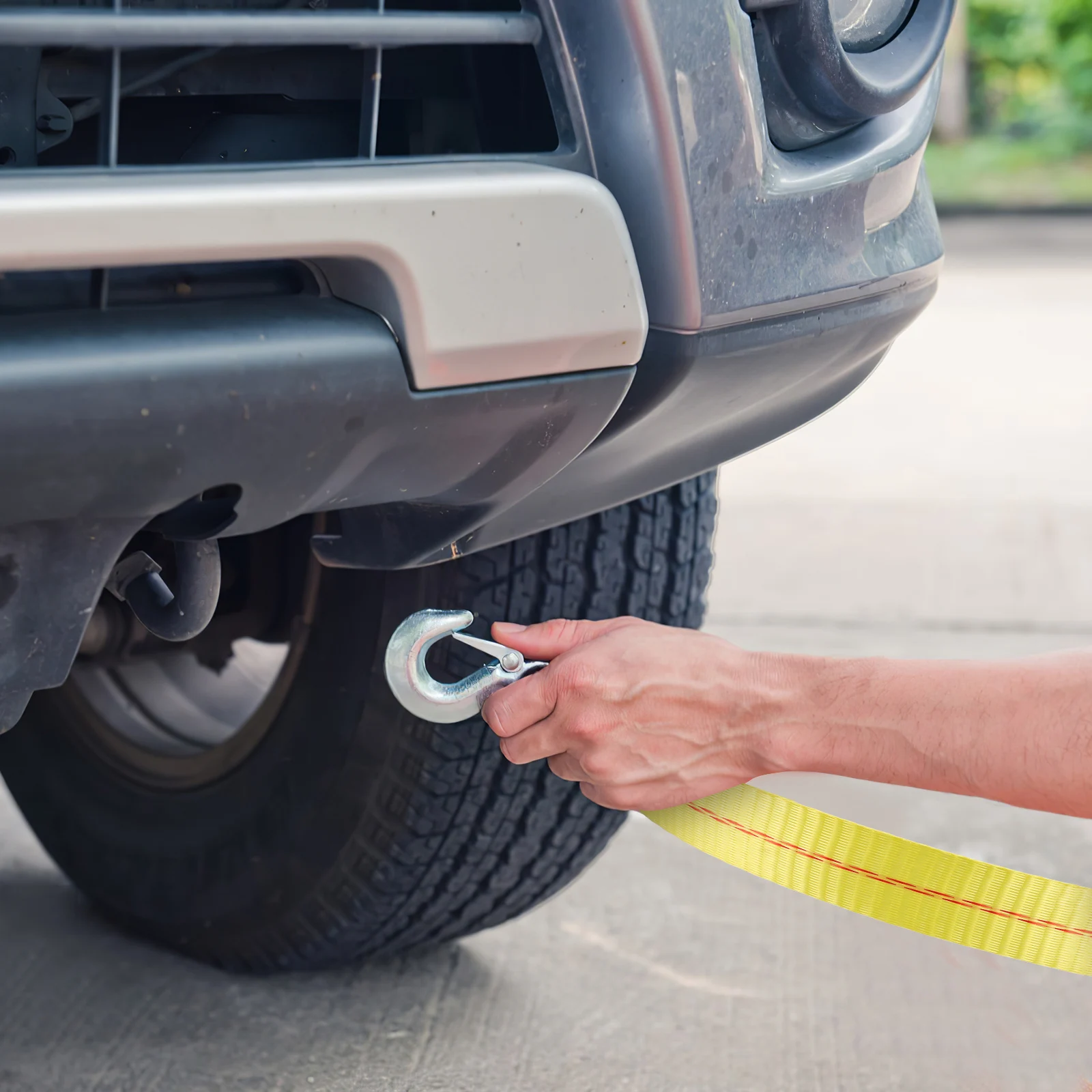 

1pcs 6M 9T Car Towing Strap Heavy Duty Polyester Vehicle Recovery Rope Dual Hook For Trucks Boats Suvs Tow Ropes With Hooks