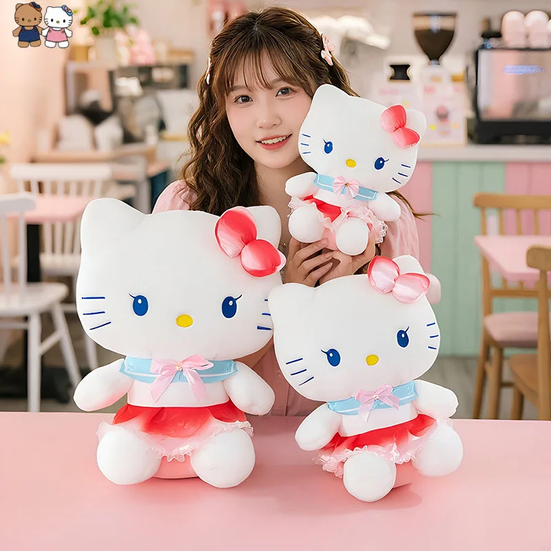 

Sanrio New Creative Hello Kitty Cute Soft Plush Cat Plush Toy Pillow Sofa Bedroom Decoration Kt Cat Plush Girlfriend'S Gift.