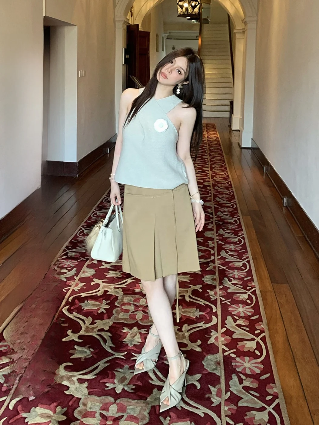 

Полузрослый вязаный жилет IUIU для подруги, вязаный жилет Ele Aosphere Hanging Ne Svel Top для молодых женщин