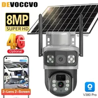 8MP 4K Wireless Solar Camera 4G Sim Outdoor Dual Lens Wifi IP Camera PIR Night Vision V380 Pro CCTV Security Protection Monitor