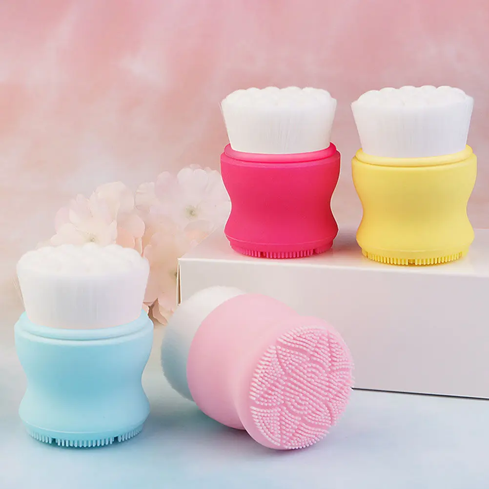 Escova facial de 2 peças, limpador de pele suave, fibra de silicone, ferramenta de limpeza, massageador, seguro, confortável, saudável, presente de na