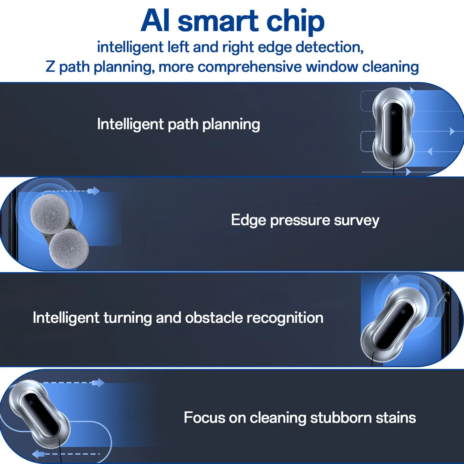 2025년 신형 이중 물 분사 70ml 자동 창문 청소 로봇