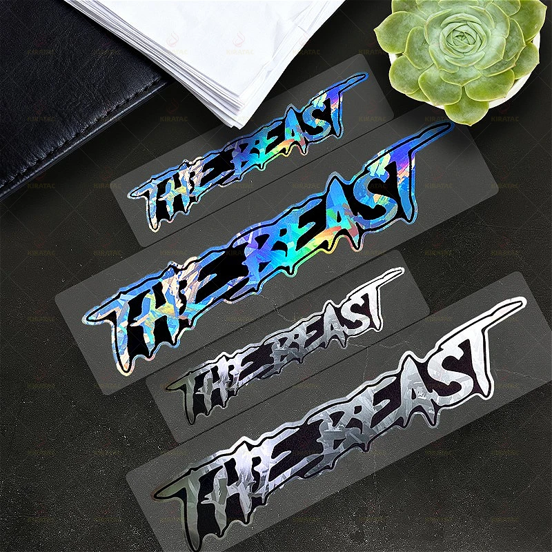 Confezione combinata di 2 dimensioni THE BEAST Adesivo moto impermeabile per caschi moto Serbatoi carburante Corpo bicicletta Decalcomanie universali in vinile