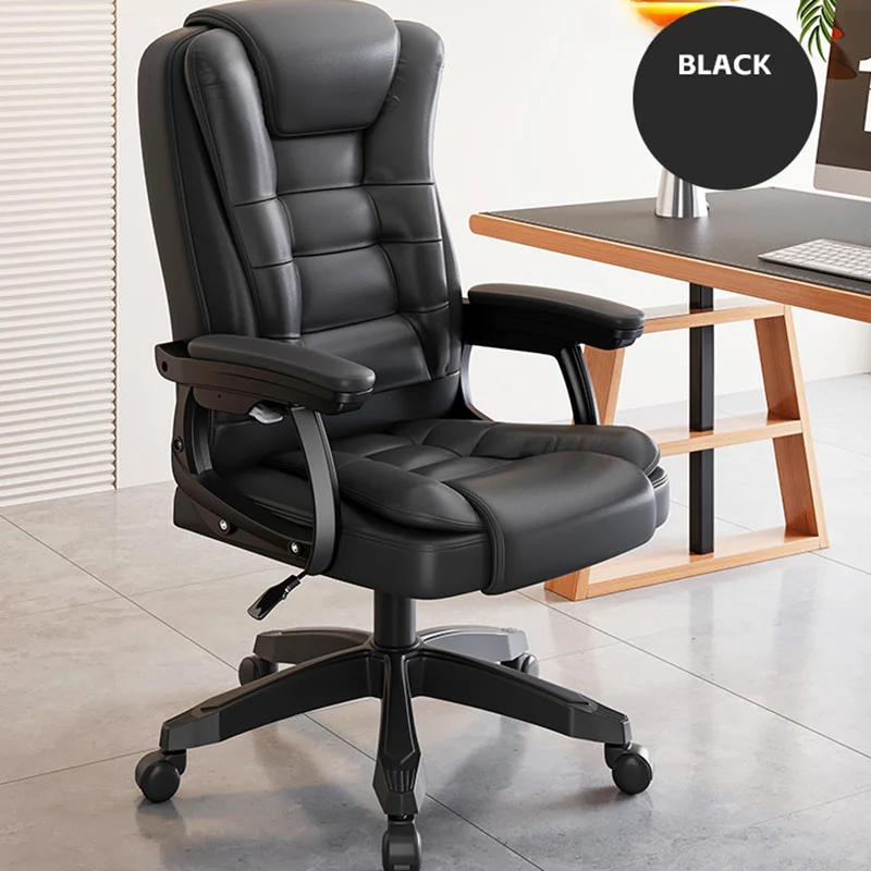 Rotating Black Upgrade Office Chair Armrest Fancy Luxury Lazy Chaise Office Chair Leather Lounge Cadeira De Escritorio Furniture