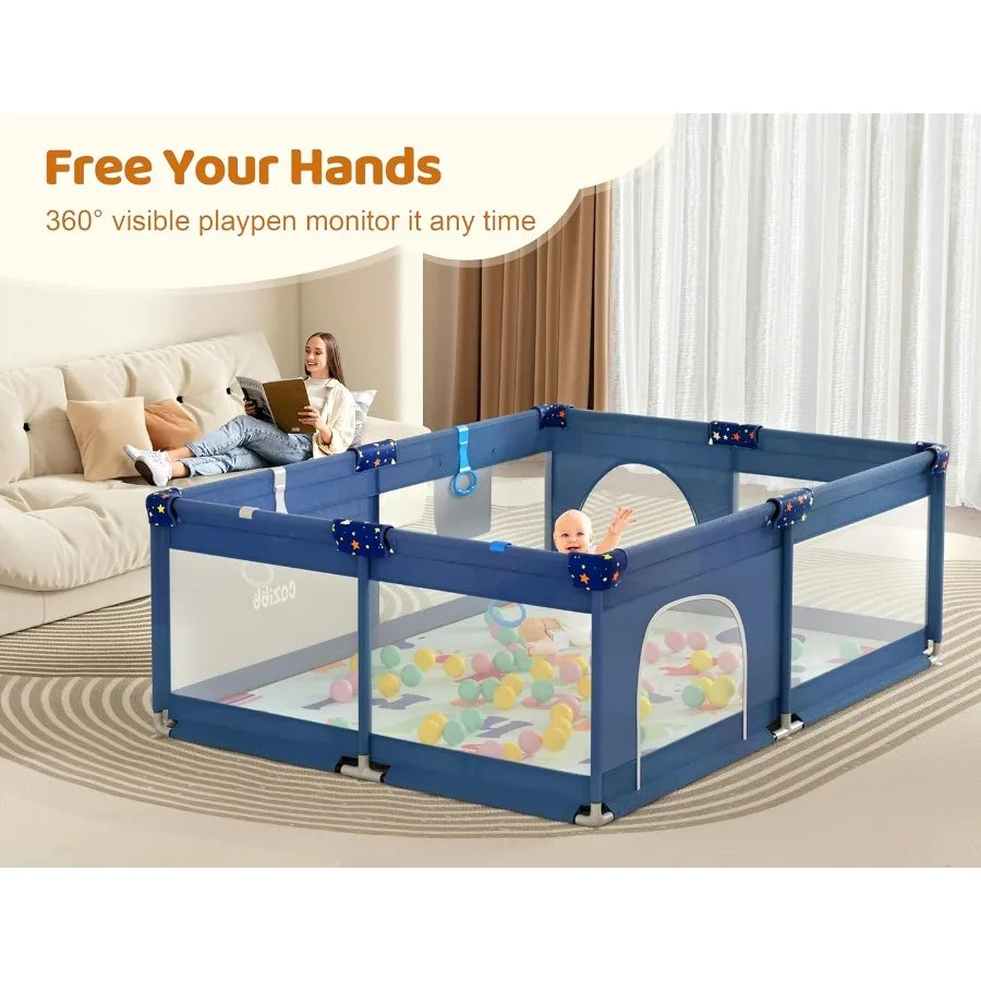 Box per bambini extra large 71 × 59 con tappetino per i più piccoli Il design in rete traspirante offre un'area di sonno sicura per giochi interni ed esterni