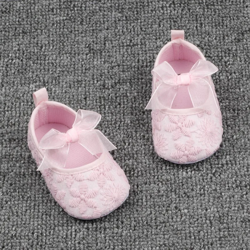 Cute Girl Bowknot Soft Soled Baby Breathable Shoes Comfortable Bottom Non-slip Newborn Shoes for 0--1 Year Old Baby