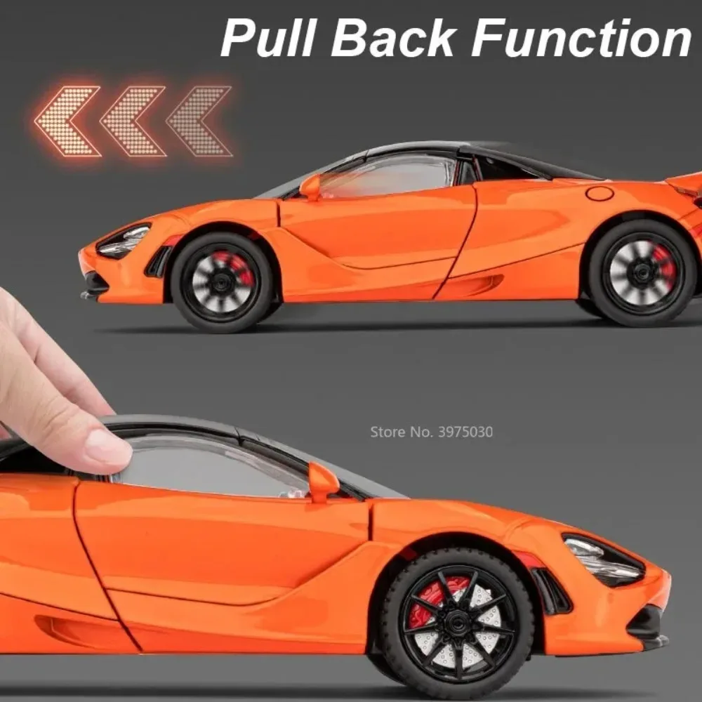 1:24 Legierung Diecast Senna 720S Modelle Autos Miniatur Spielzeug Rad Zurückziehen Sportwagen mit Licht Sound Fahrzeug Kinder Festival Geschenke