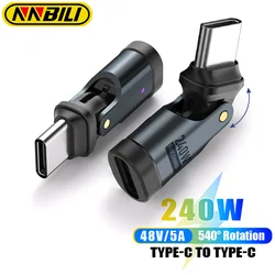 NNBILI 240W PD3.1 Adapter Type C To USB C 180° Angled Fast Charging USB C Male Female Converter for MacBook Pro Samsung Xiaomi 