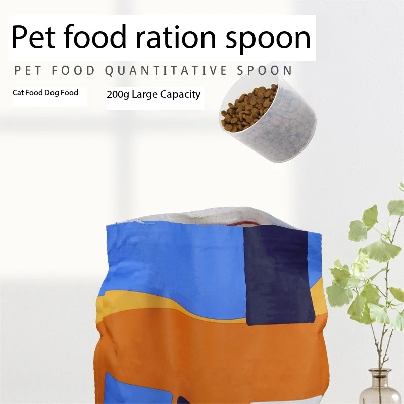 200g Dog Food Measure Cup Measuring Spoon Multifunctional Ration Shovel Transparent Feeding Quantitative Scoop Pet Accessories