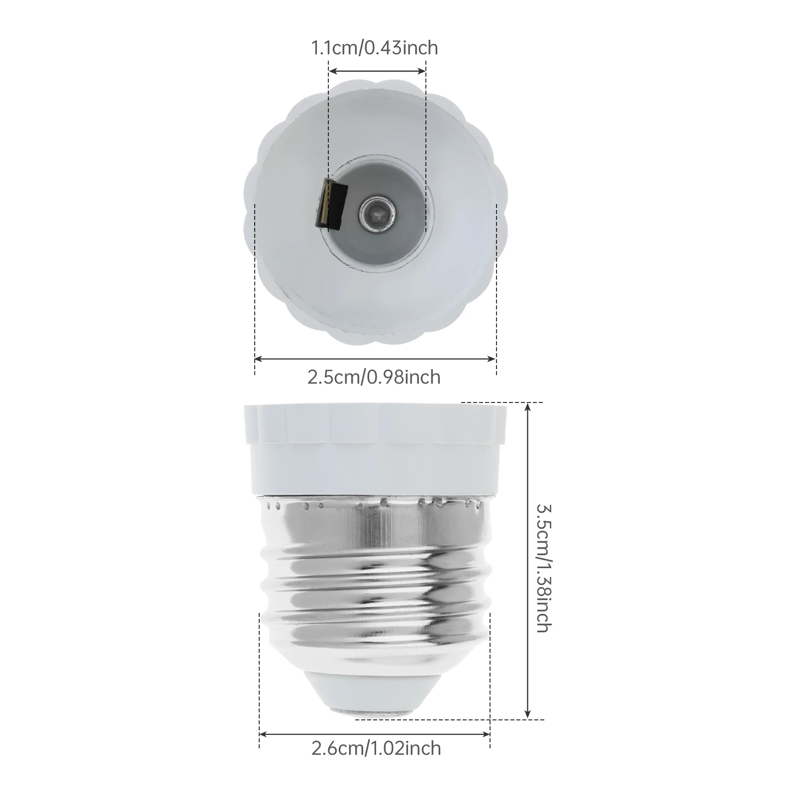 E26 to E12 Bulb Base Adapter Socket Adapter Standard E26 Base to Candelabra E12 Base Light Socket Converter