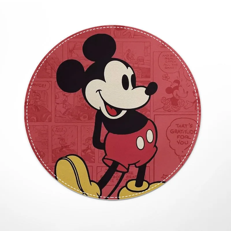 Disney Cartoon Creative Animation Mickey Mouse Thickened Cute Round Mouse Pad Small Locking Edge Anti-Slip Laptop Desk Mat