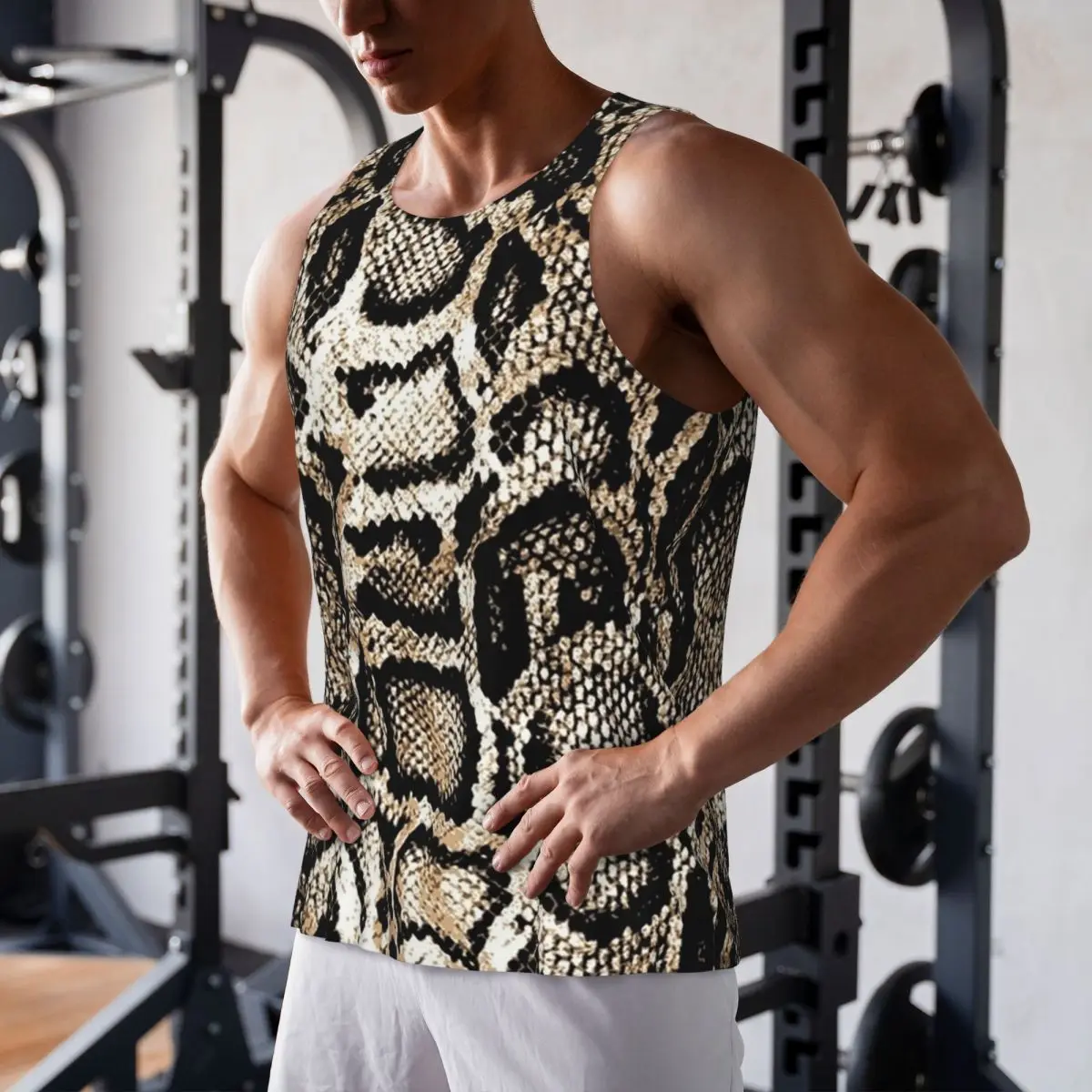 

Quick Dry Snake Skin Gym Tank Muscle Sleeveless Shirt Bodybuilding Breathable Vest