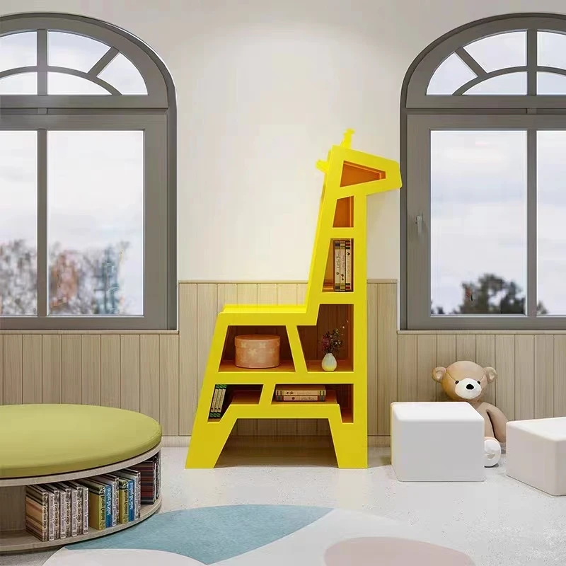 

Chiquitos Kindergarten Training Hall Book Shelf Book Corner Cabinet Giraffe Plaid Bookshelf Children's Playground Display Shelf