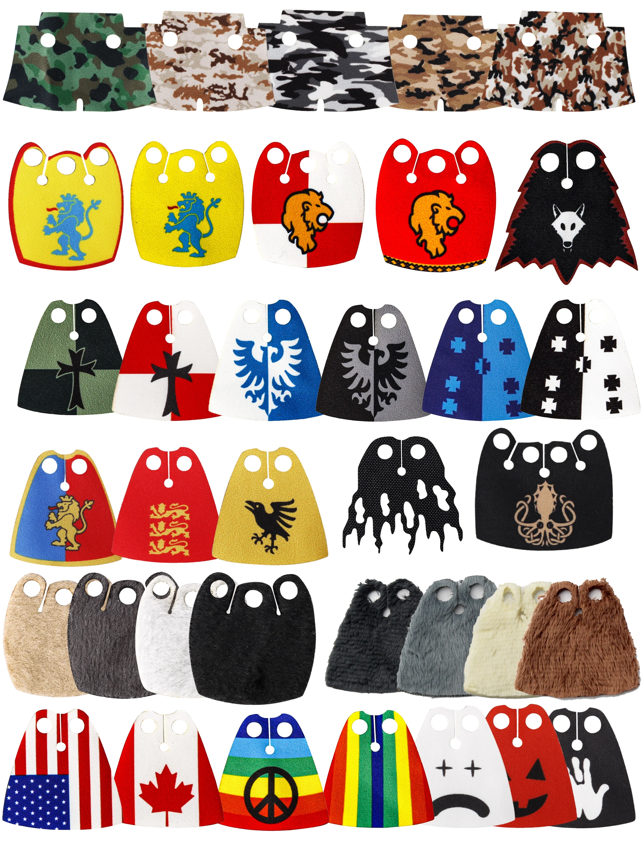 Kit de blocs de construction de Cape d'officier MOC, figurines de chevaliers du Lion médiévaux, accessoires châle, Cape en fausse fourrure, briques, jouets cadeau pour garçons