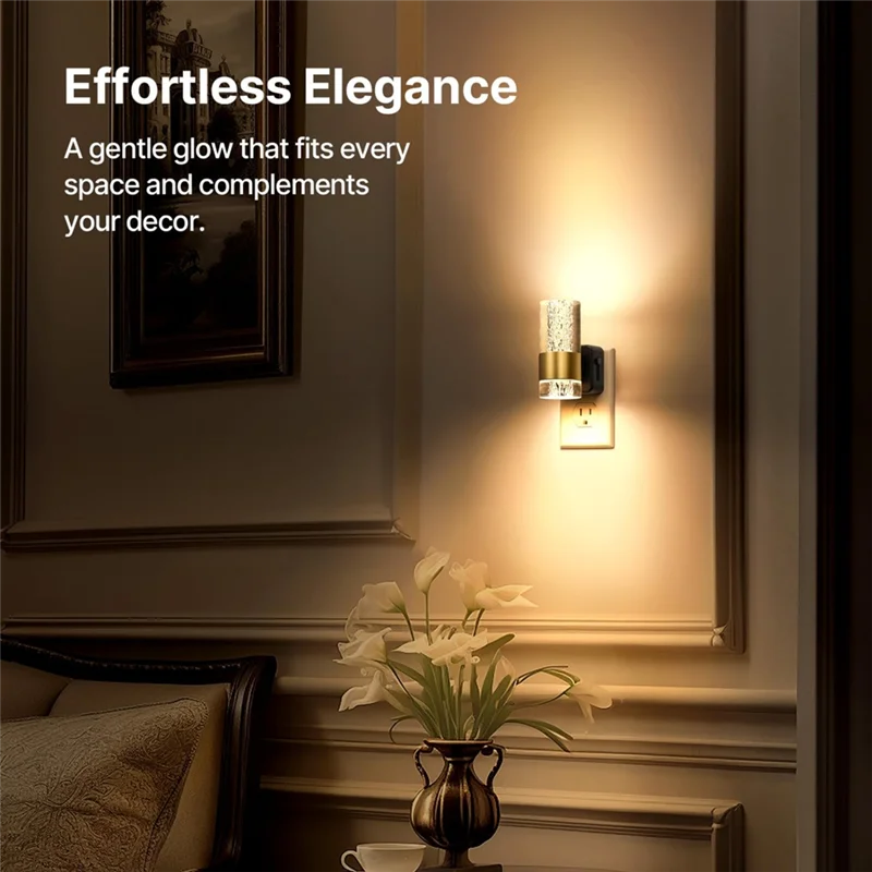 SYW-LED Night Lights Plug Into Wall 2-Pack, 3000K Plug In Night Light Dusk To Dawn Sensor, Adjustable Brightness