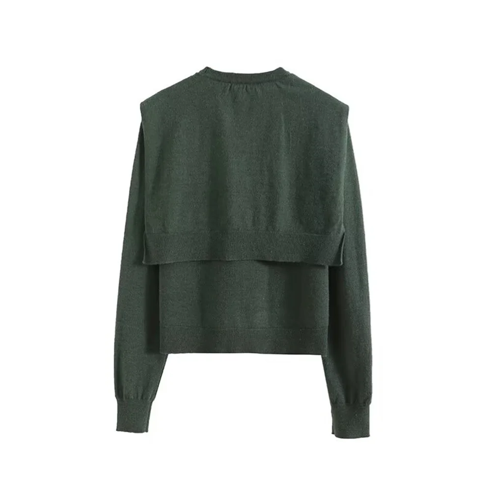 UNIZARA temperament solid color loose knit sweater autumn and winter new round neck long sleeved knit sweater for women