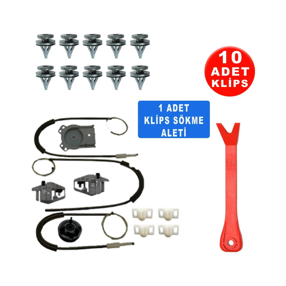 For Renault Megane 2 2002-2008 8201010925-8200325135 Right Front Window Jack Repair Kit + 10 Clip + Clip Disassembly