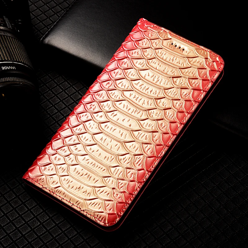 

Dragon Scale Pattern Magnetic Flip Cover For Oukitel C15 C17 C21 C33 C35 Pro Wallet Phone Case Non-slip Card Slots Classic Soft