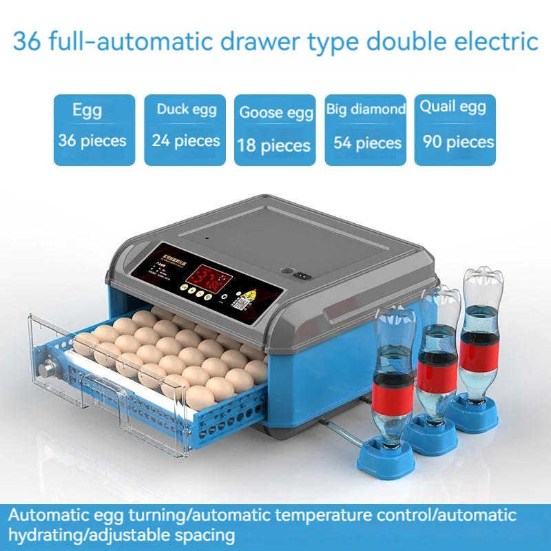 

Incubator Small Home Automatic Intelligent Egg Turning Parrot Chicken Duck Goose Pigeon Incubator 36/48 Eggs Brooder