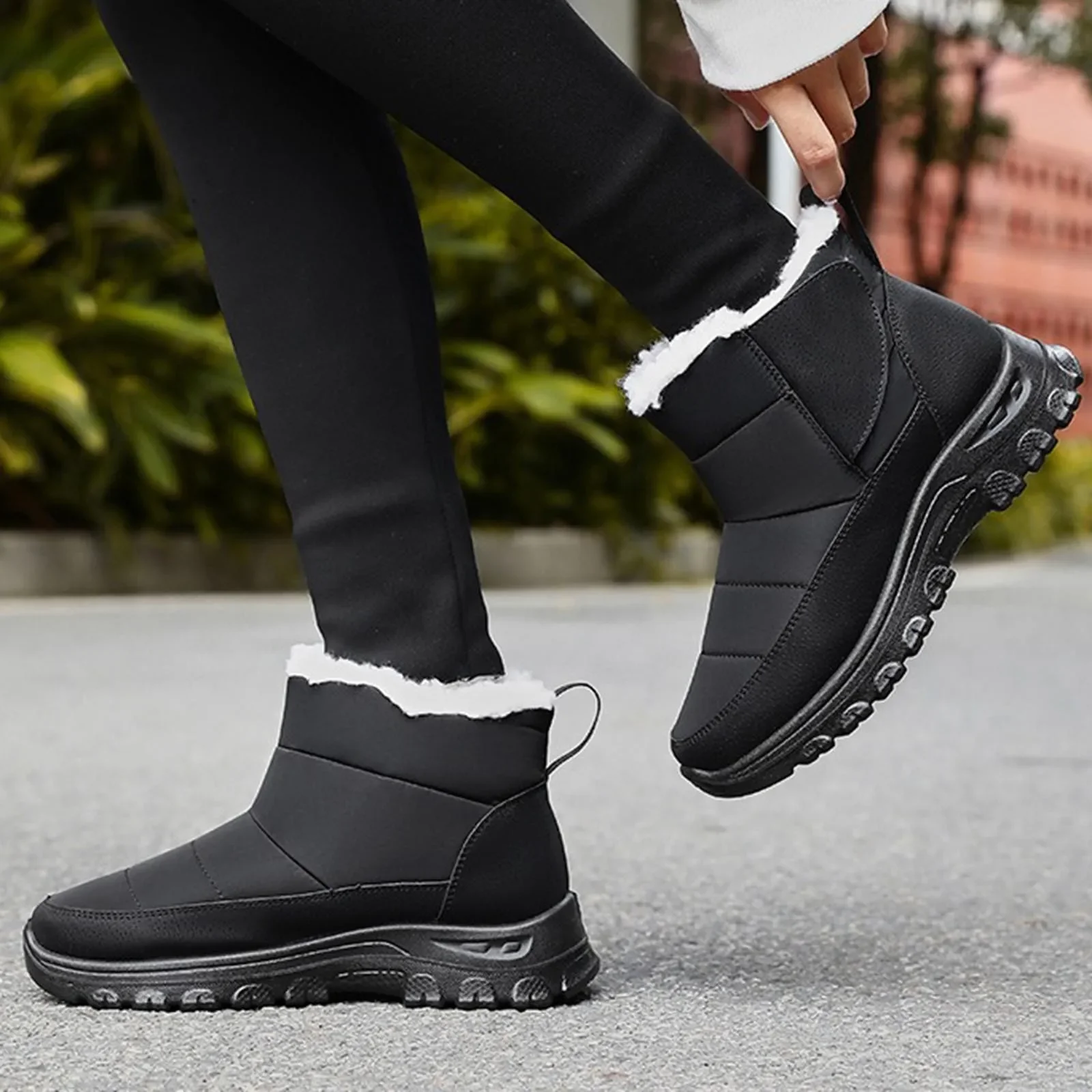 Botas altas de nieve cálidas informales para mujer, zapatos para deportes al aire libre, botines de algodón, botines de suela gruesa de ancho ancho para invierno y otoño