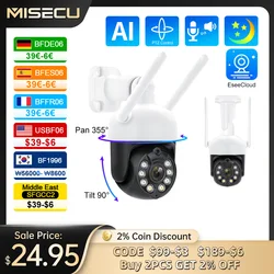 MISECU 야외 보안 IP 카메라, 자동 추적 무선 카메라, 3MP 와이파이, H.265 P2P 홈 CCTV 감시 카메라